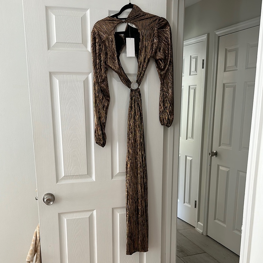 Elegant Brown Long Sleeve Dress
